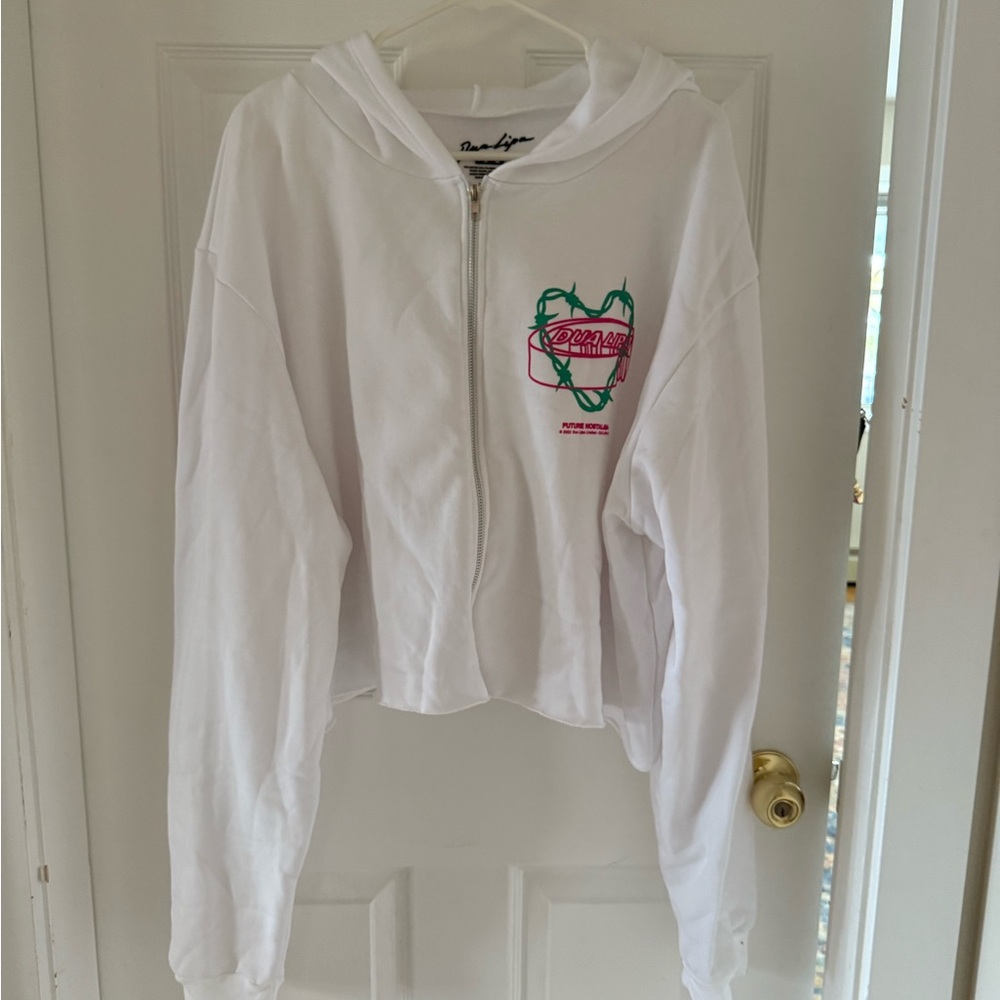 White Zip-Up Hoodie from Dua Lipa - Future Nostalgia tour 2022